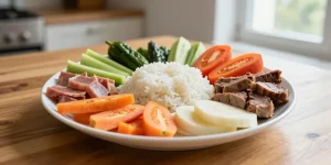 repas équilibré avec du riz